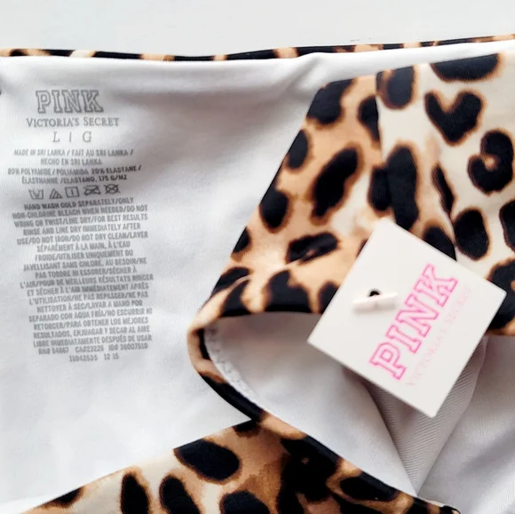 NWT 🐆 Victoria's Secret Pink Bikini Bottom, Leopard Print, Size L - Picture 5 of 8